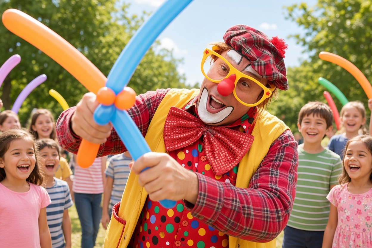 Tonton le clown, sculpture sur ballons pour anniversaire
